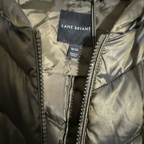 Lane Bryant Metallic Olive Puffer Coat - Picture 2 of 5